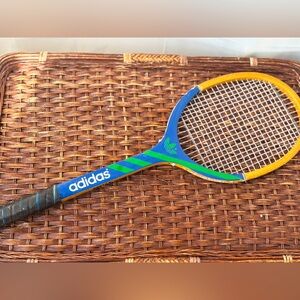Vintage Adidas Wooden Tennis Racket – E21000 Trefoil 1970s Decor or Collectible